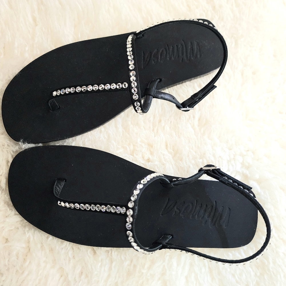 Vero Cuoio "Mimosa" Swarovski Crystal Genuine. Size 39.5 or US 9 Black